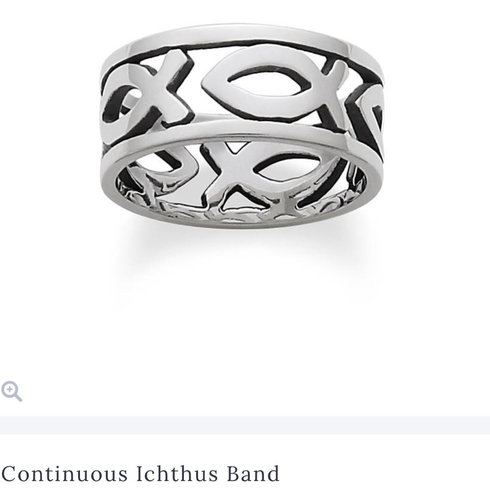 James Avery silver continuous ichthus ring